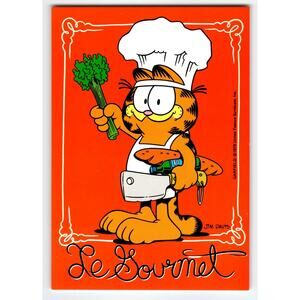 Vintage Garfield 'Le Gourmet' Chef Postcard 1978 Jim Davis Illustration